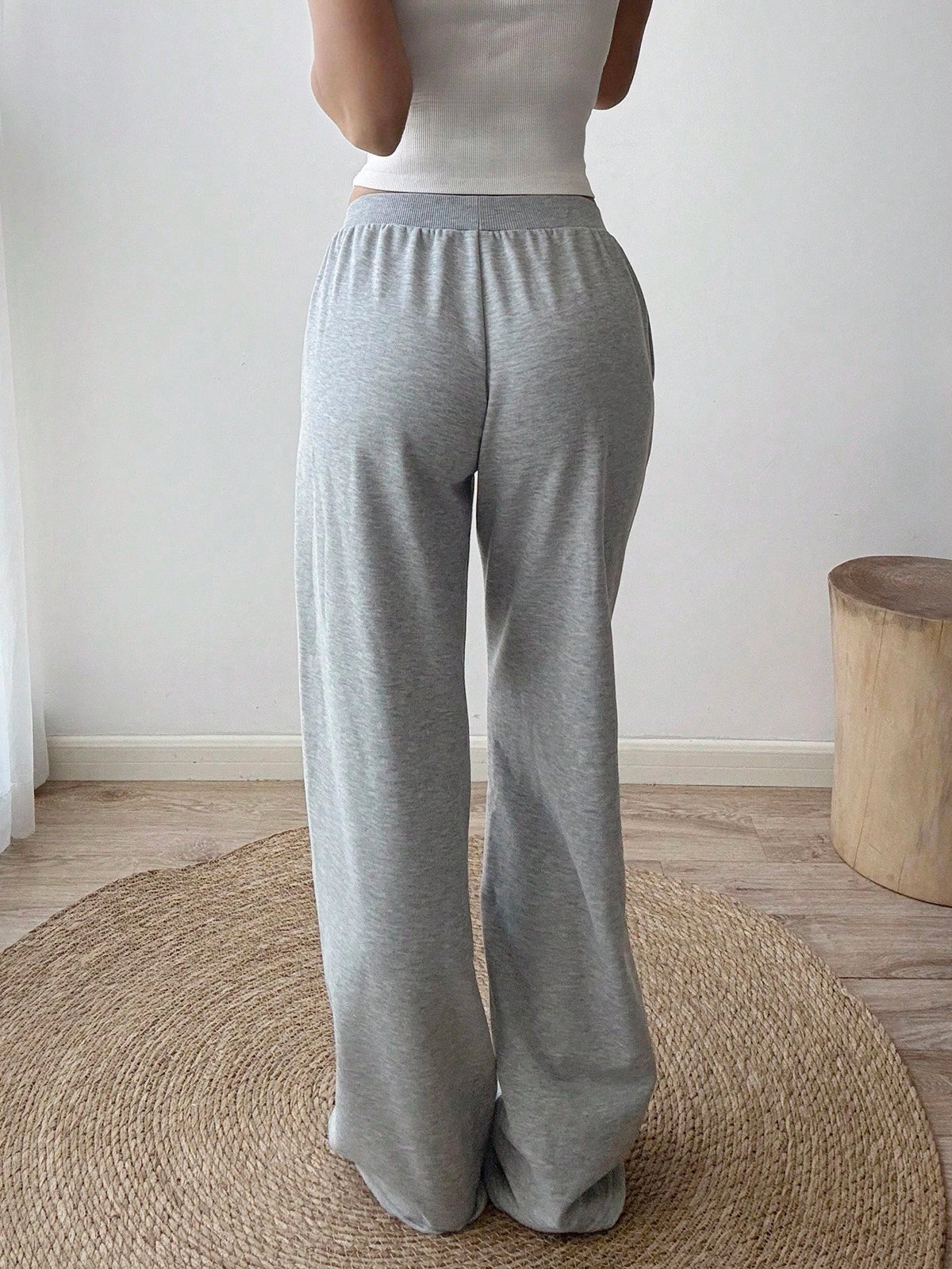 Sunnyshic Women Summer Loose Casual Joggers Light Grey,Winter,Athleisure,Gym,Back-To-School Number 87 Embroidery,Low Waist,Drawstring,Flared Leg Vintage Sports