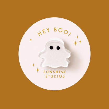 Sunshine Studios Mini Hair Clip - Hey Boo! Ghost