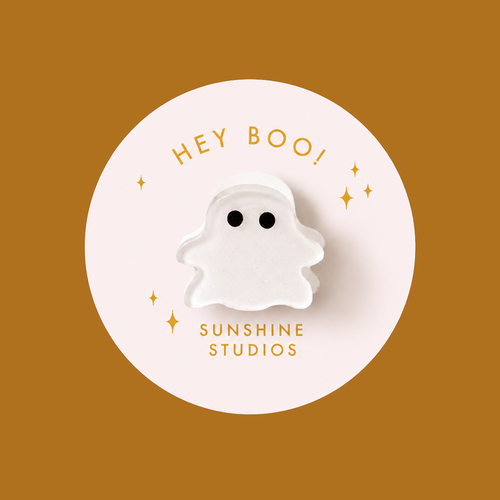 Sunshine Studios Mini Hair Clip - Hey Boo! Ghost