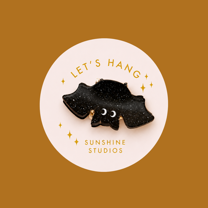 Sunshine Studios Mini Hair Clip - Let's Hang Bat