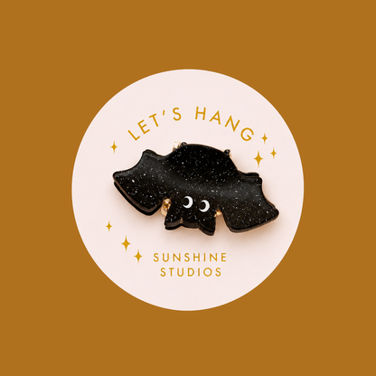 Sunshine Studios Mini Hair Clip - Let's Hang Bat