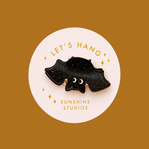 Sunshine Studios Mini Hair Clip - Let's Hang Bat