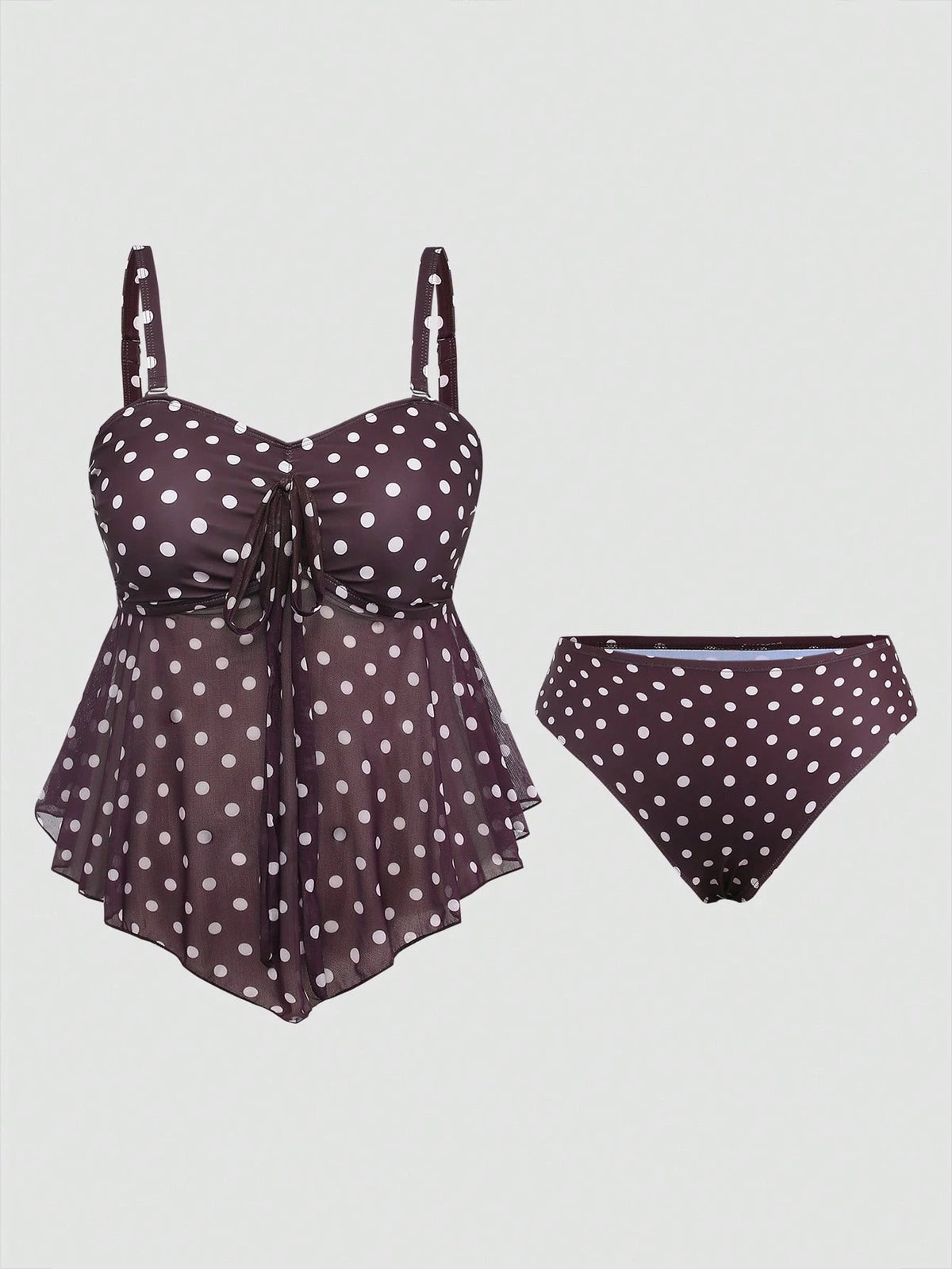 Sweetra 2026 New Summer Beach Vacation Elegant Cute Sweet Polka Dot Print Plus Size Women's Tankini Set