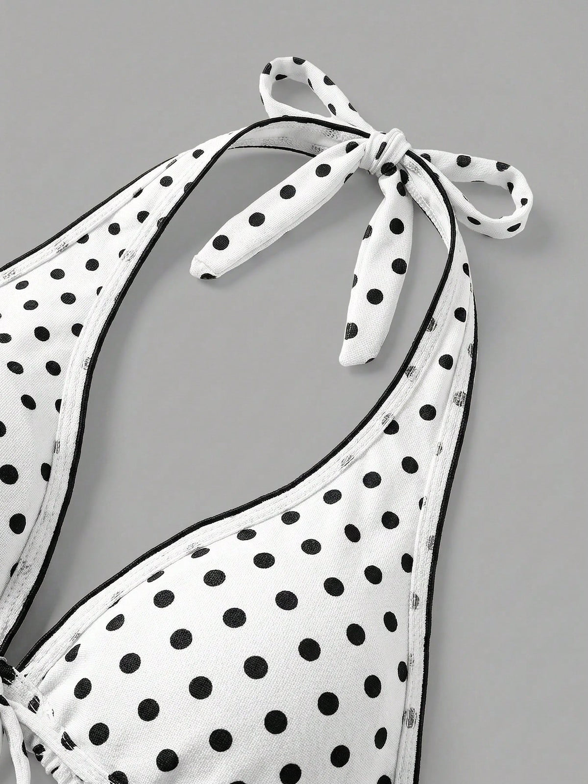 Sweetra CURVE Plus Size Women 2pcs Black Polka Dot Print Halter Tie Sexy Beach Vacation Bikini Swimsuit