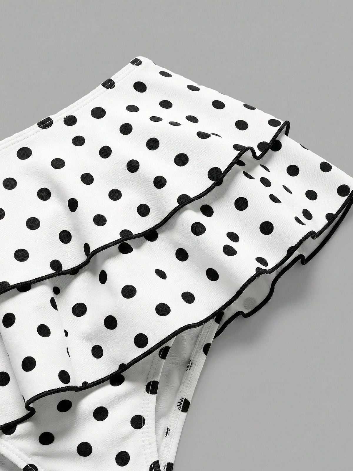 Sweetra CURVE Plus Size Women 2pcs Black Polka Dot Print Halter Tie Sexy Beach Vacation Bikini Swimsuit