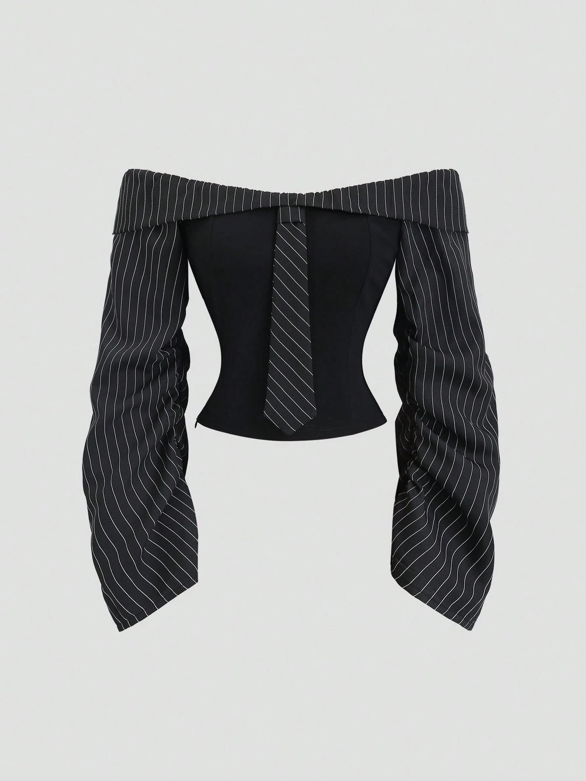 Sweetra Gothic Inspired Asymmetric Ruffle Trim Off-Shoulder Long Sleeve Sexy Slim Fit Party Blouse For Women