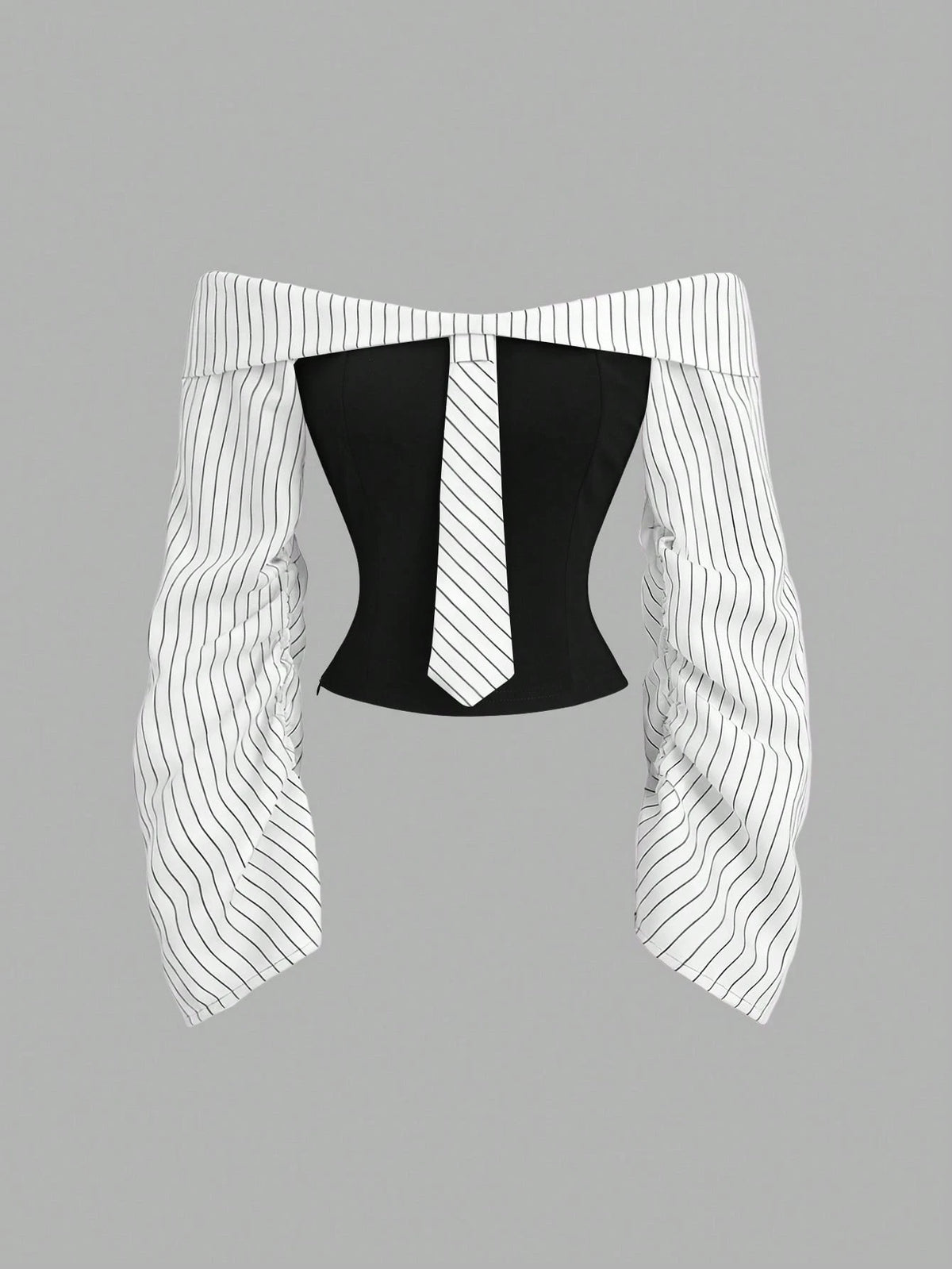 Sweetra Gothic Inspired Asymmetric Ruffle Trim Off-Shoulder Long Sleeve Sexy Slim Fit Party Blouse For Women
