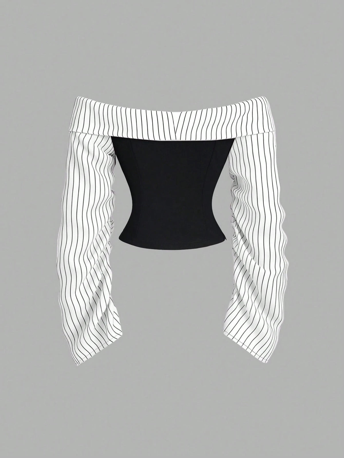 Sweetra Gothic Inspired Asymmetric Ruffle Trim Off-Shoulder Long Sleeve Sexy Slim Fit Party Blouse For Women