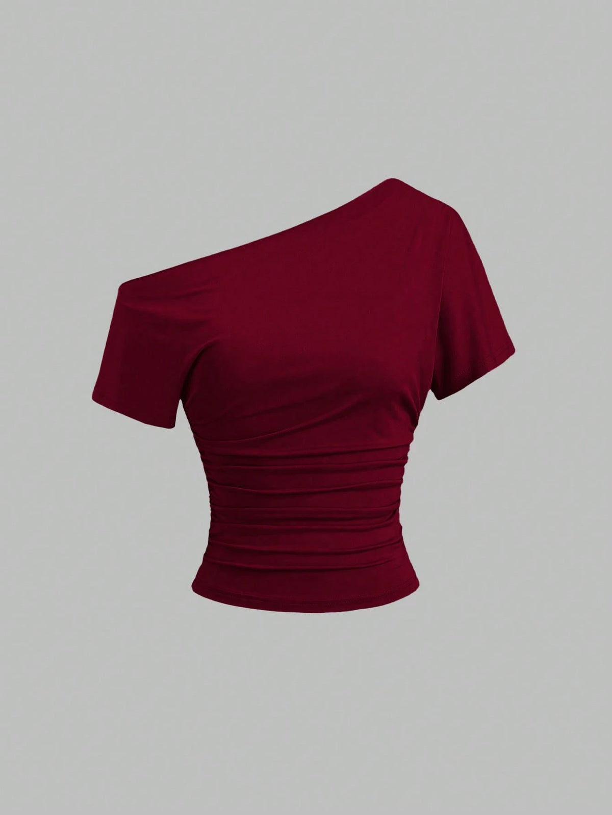 Sweetra New Spring/Summer Women's Stylish High Street Chic Asymmetric Shoulder Slim Fit Sporty Versatile Comfortable Casual T-Shirt