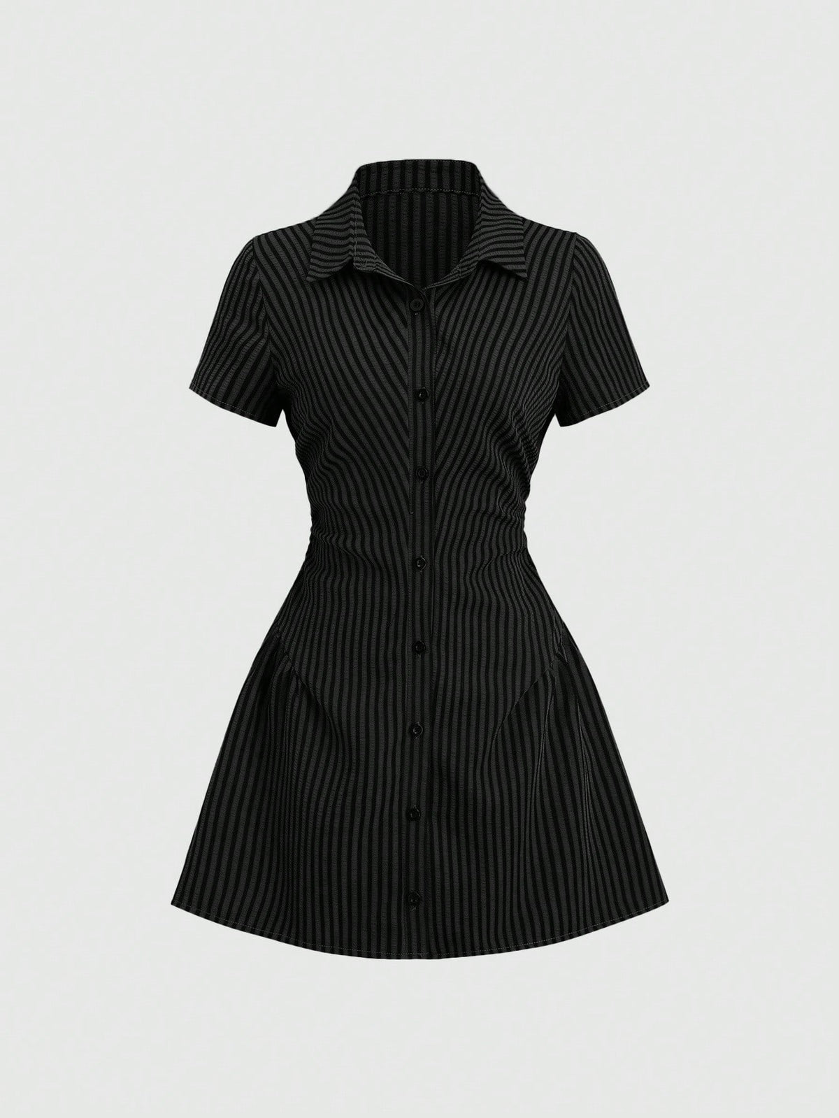 Sweetra Sweet & Fresh Pink Short Sleeve Shirt Dress, Slimming Waist Design, Elegant Lady Shirtdress, Summer New Arrival