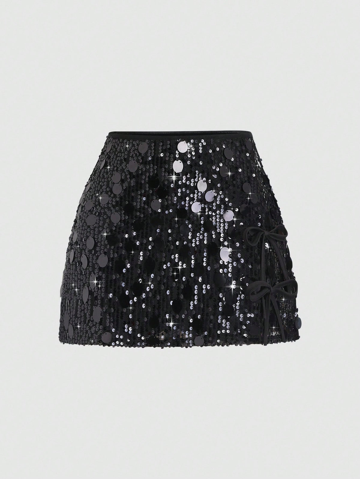 Sweetra Women's Fashionable Two-Tone Sequin Embellished Elegant Skirt