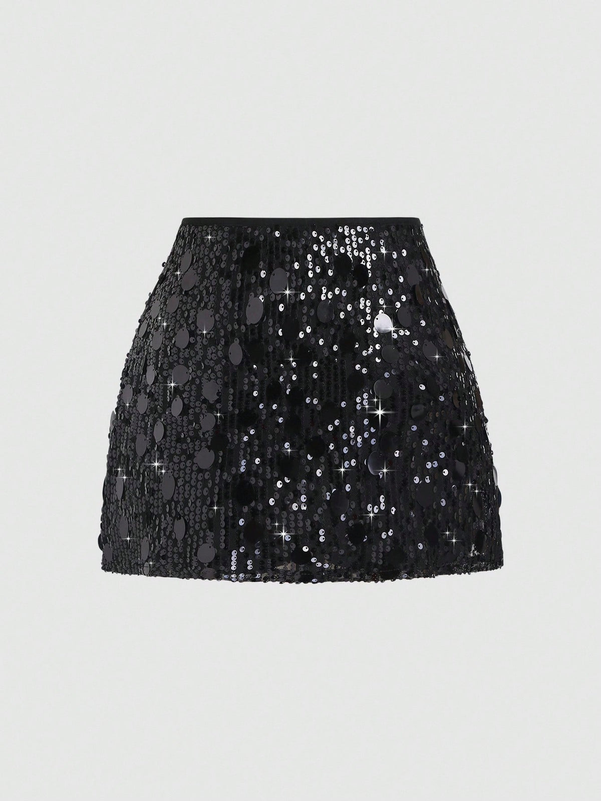 Sweetra Women's Fashionable Two-Tone Sequin Embellished Elegant Skirt