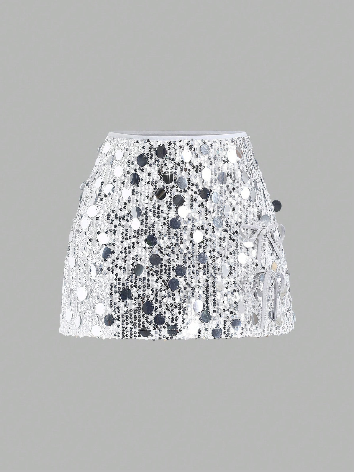 Sweetra Women's Fashionable Two-Tone Sequin Embellished Elegant Skirt
