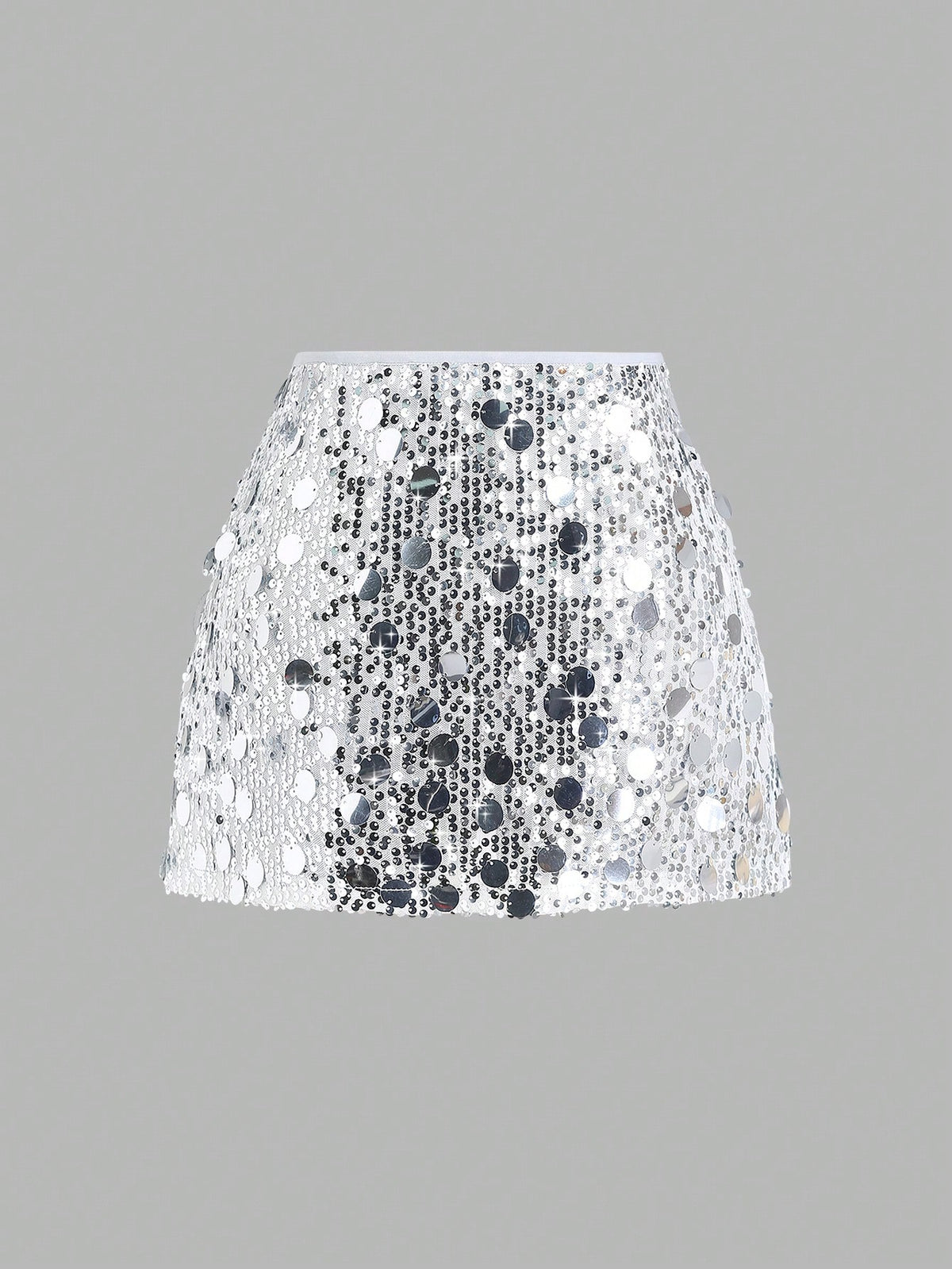 Sweetra Women's Fashionable Two-Tone Sequin Embellished Elegant Skirt