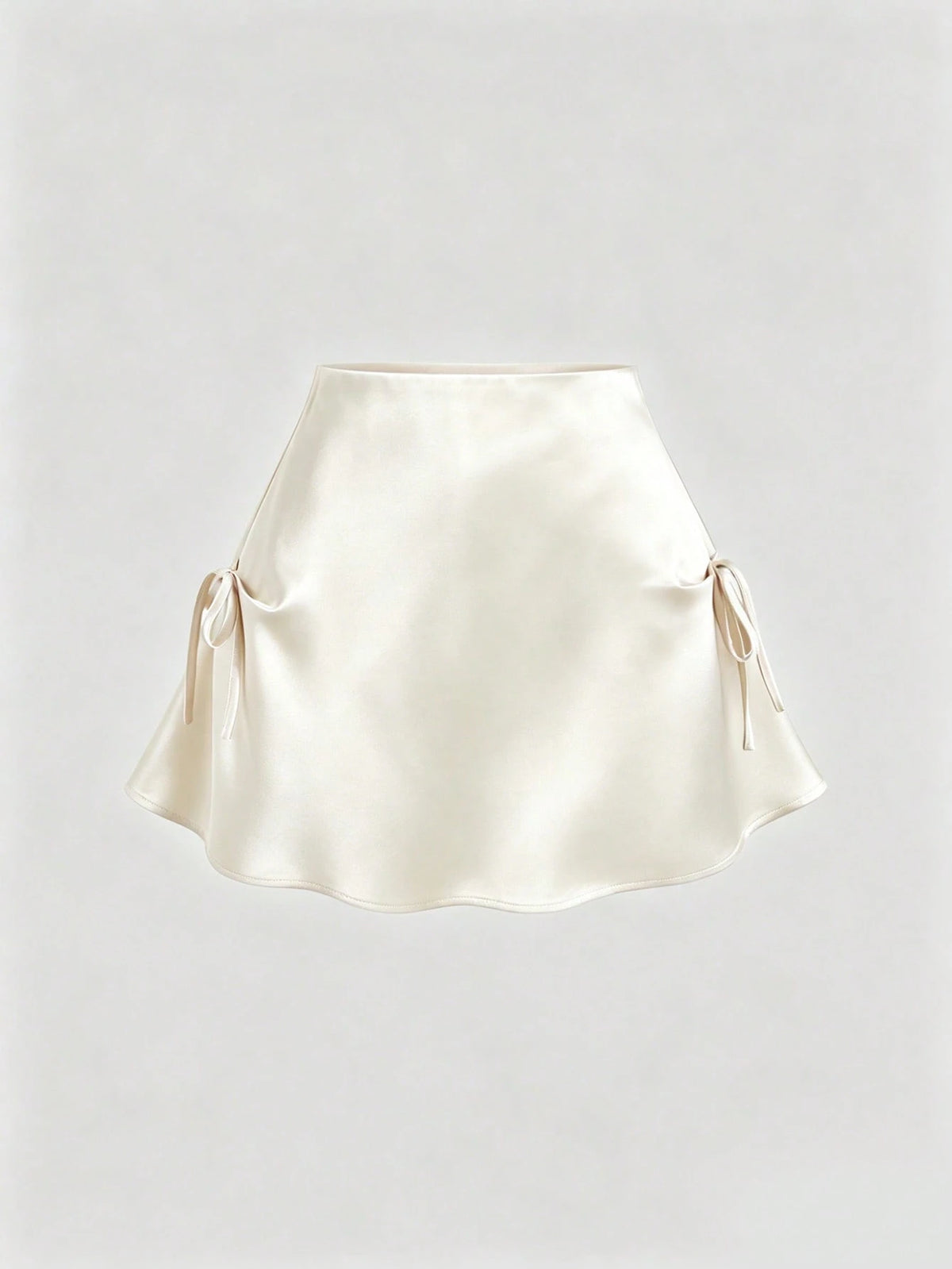 Sweetra Women's Pink Skirt, Satin Fabric, Bow Decor On Both Sides, Umbrella Hem With Zipper Closure