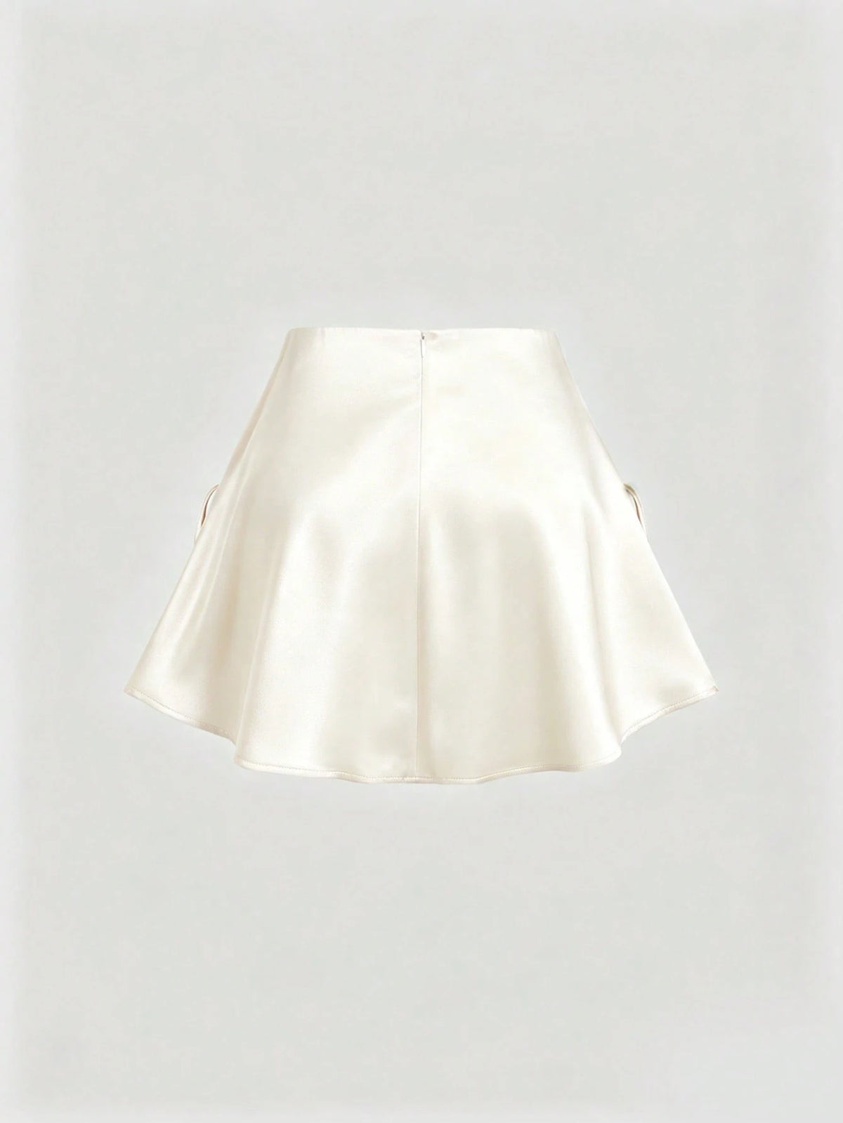 Sweetra Women's Pink Skirt, Satin Fabric, Bow Decor On Both Sides, Umbrella Hem With Zipper Closure