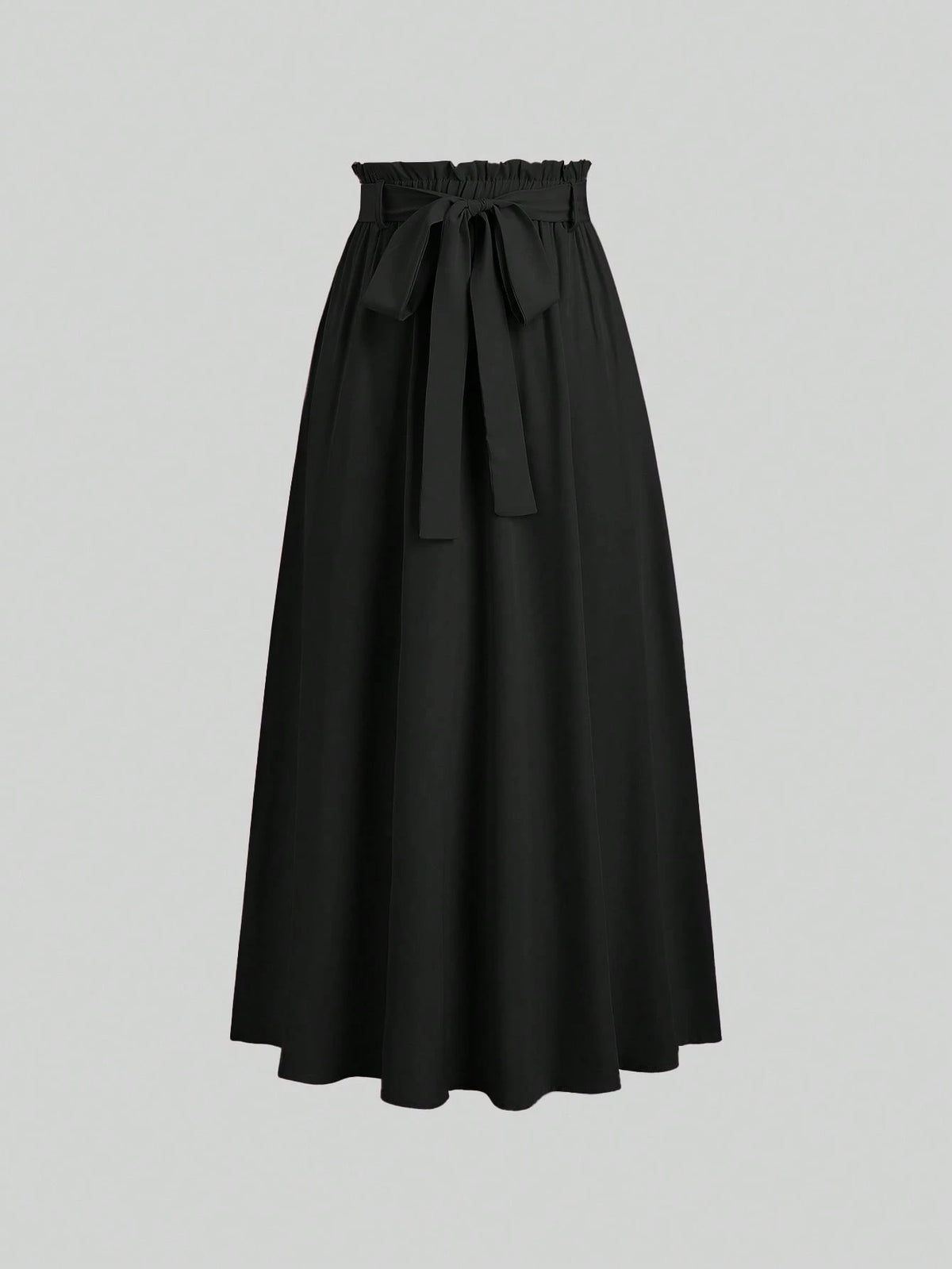 Sweetra Women's Solid Color Elastic Waist Knotted Long Casual Skirt