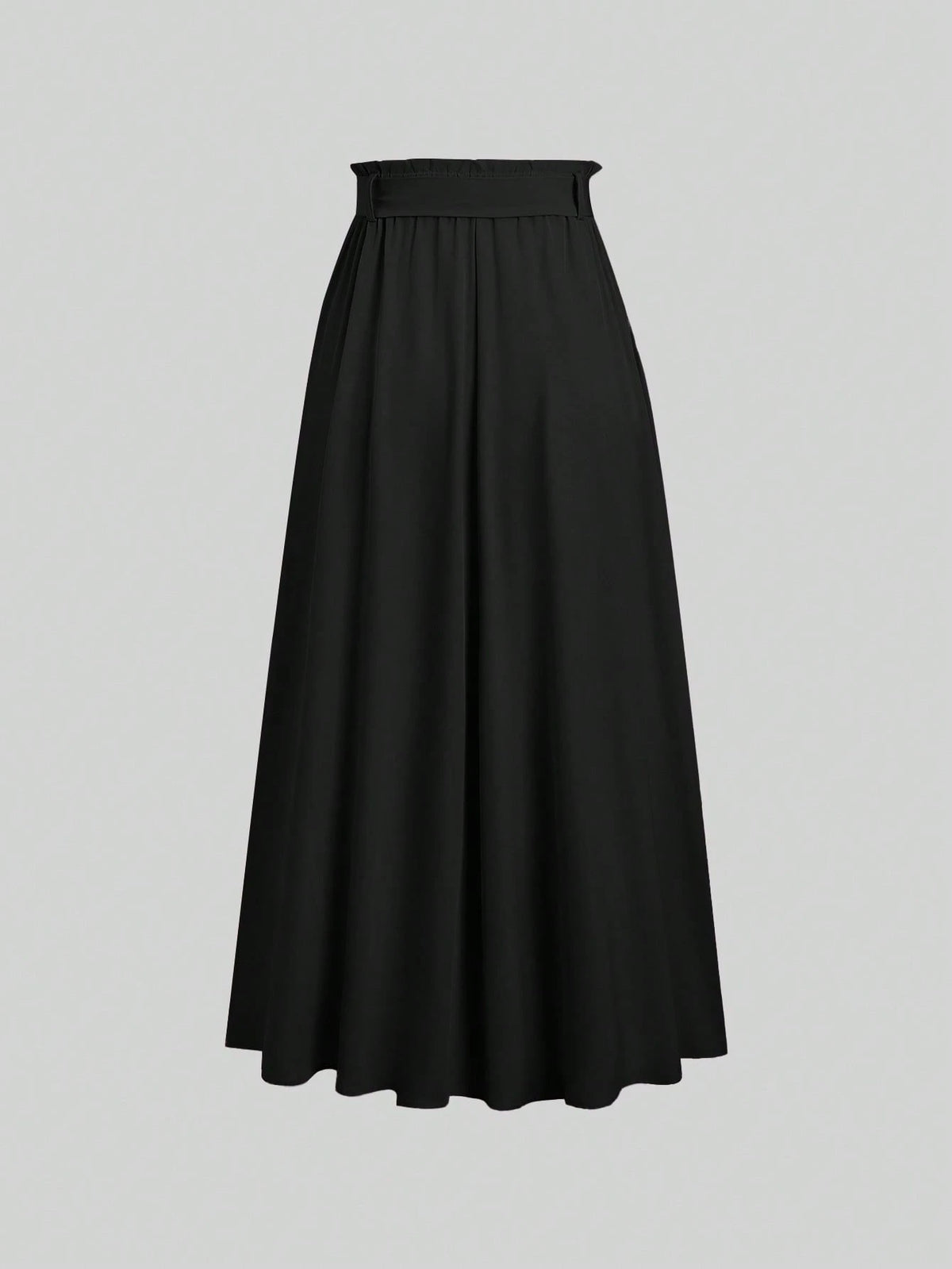 Sweetra Women's Solid Color Elastic Waist Knotted Long Casual Skirt