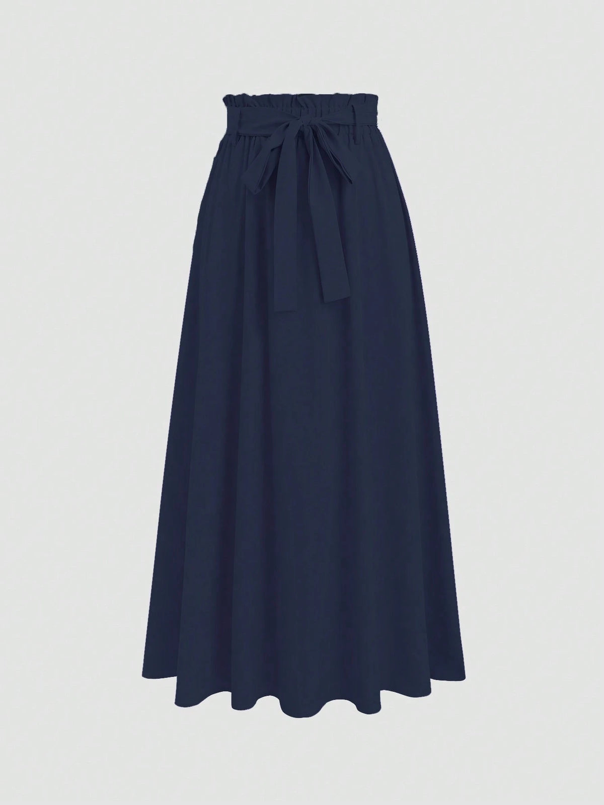 Sweetra Women's Solid Color Elastic Waist Knotted Long Casual Skirt