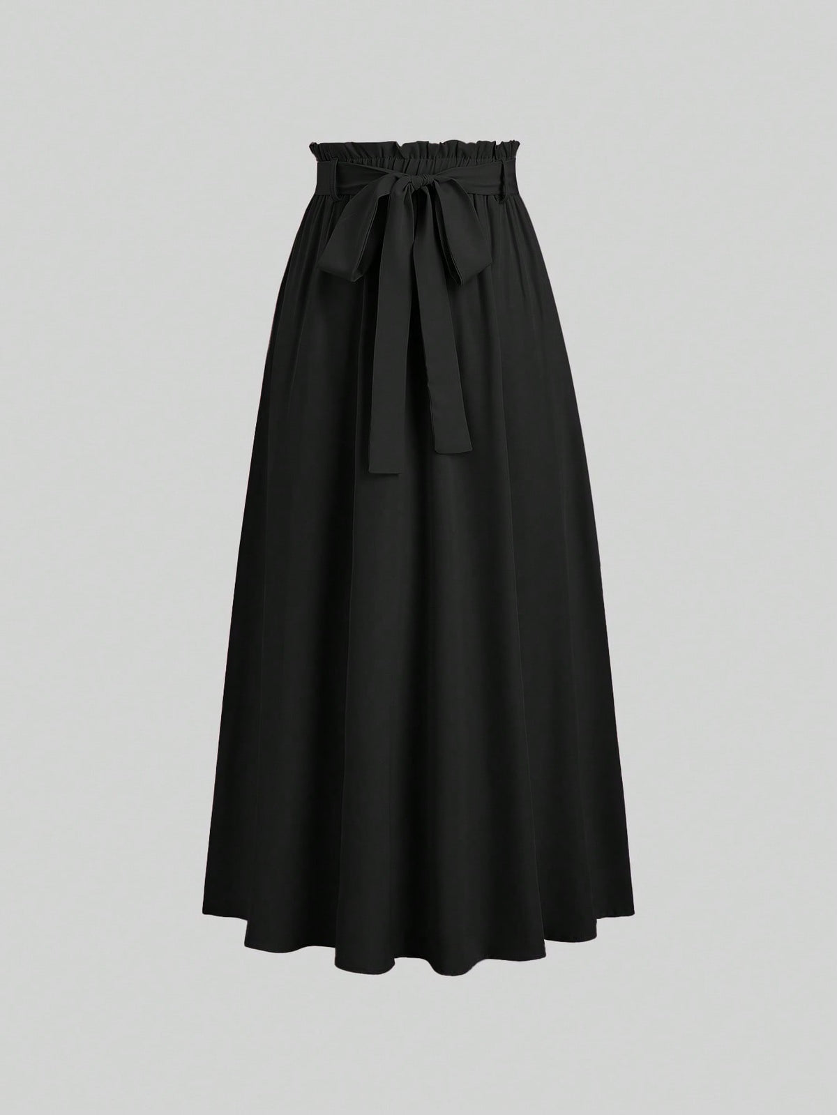 Sweetra Women's Solid Color Elastic Waist Knotted Long Casual Skirt