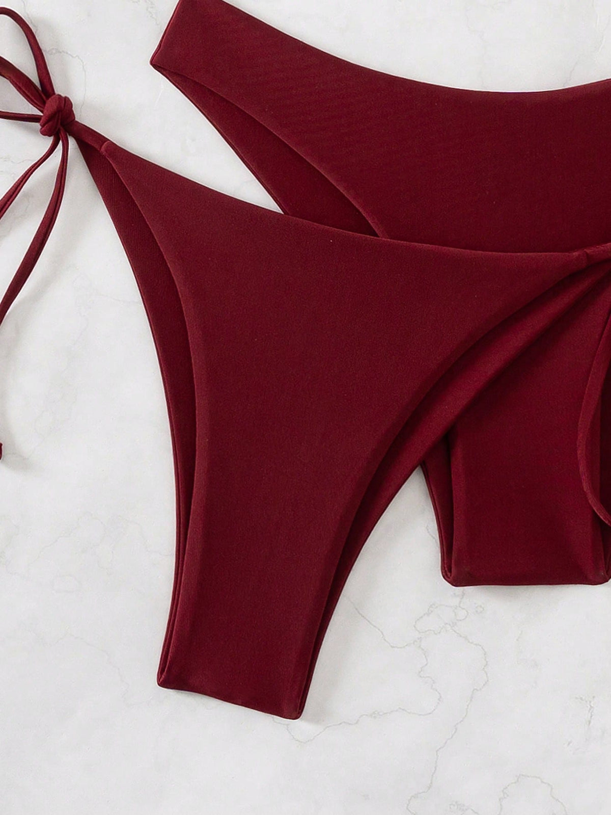 Swim Basics 3pcs Women's Summer Beach Solid Color Halter Tie Sexy Bikini Swimsuit Set