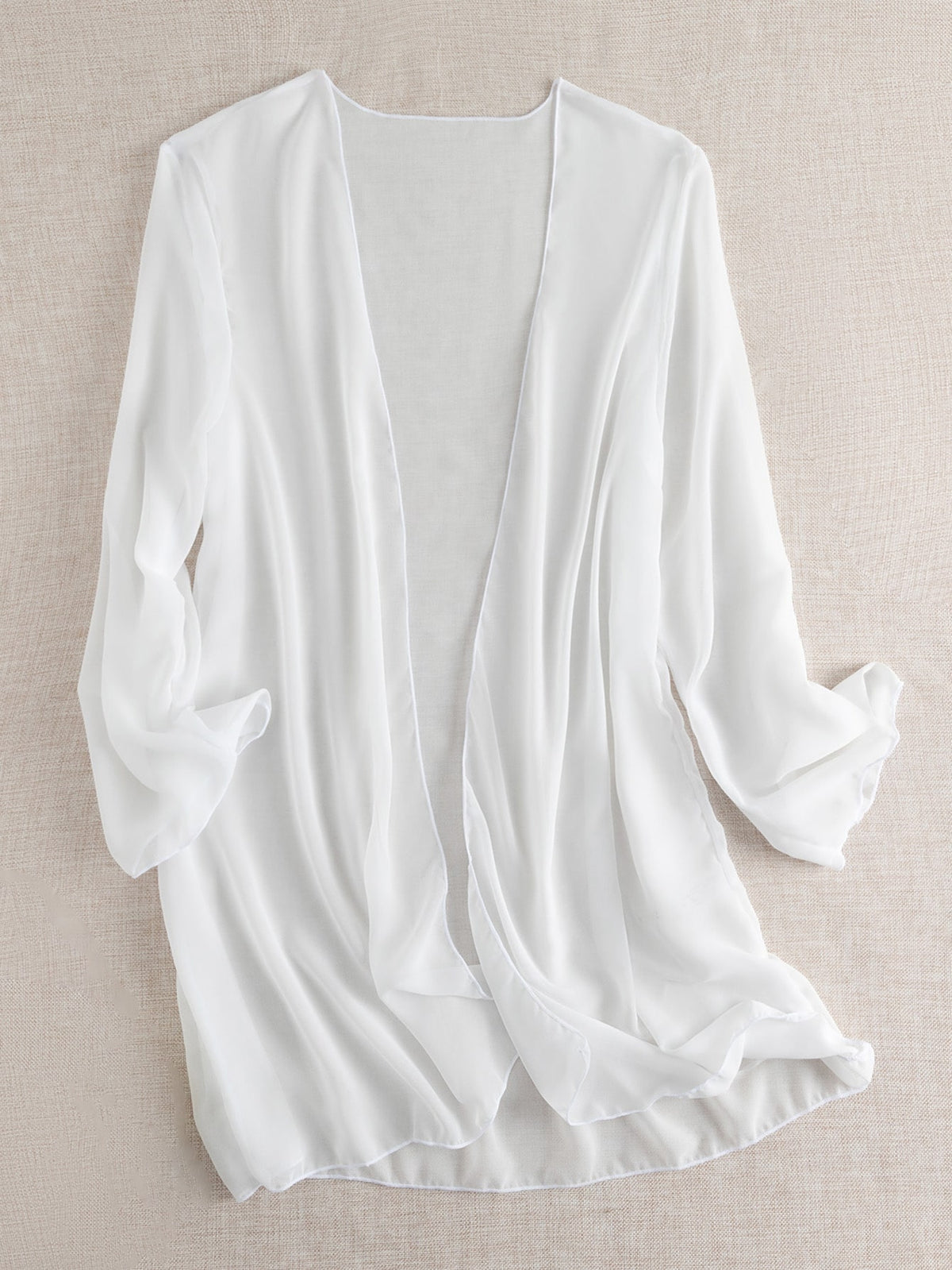 Swim Basics Summer Beach Sheer Chiffon Open Front Kimono