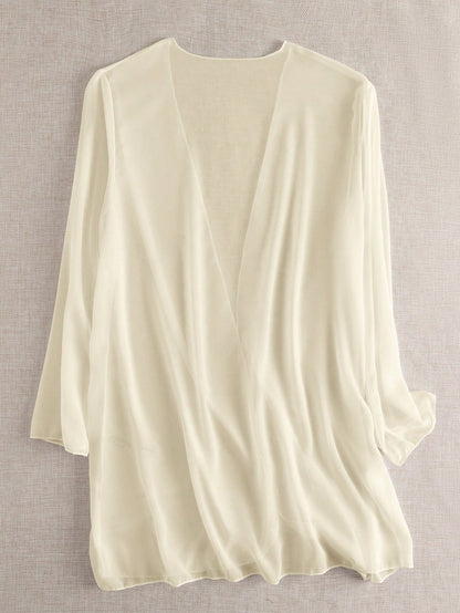 Swim Basics Summer Beach Sheer Chiffon Open Front Kimono