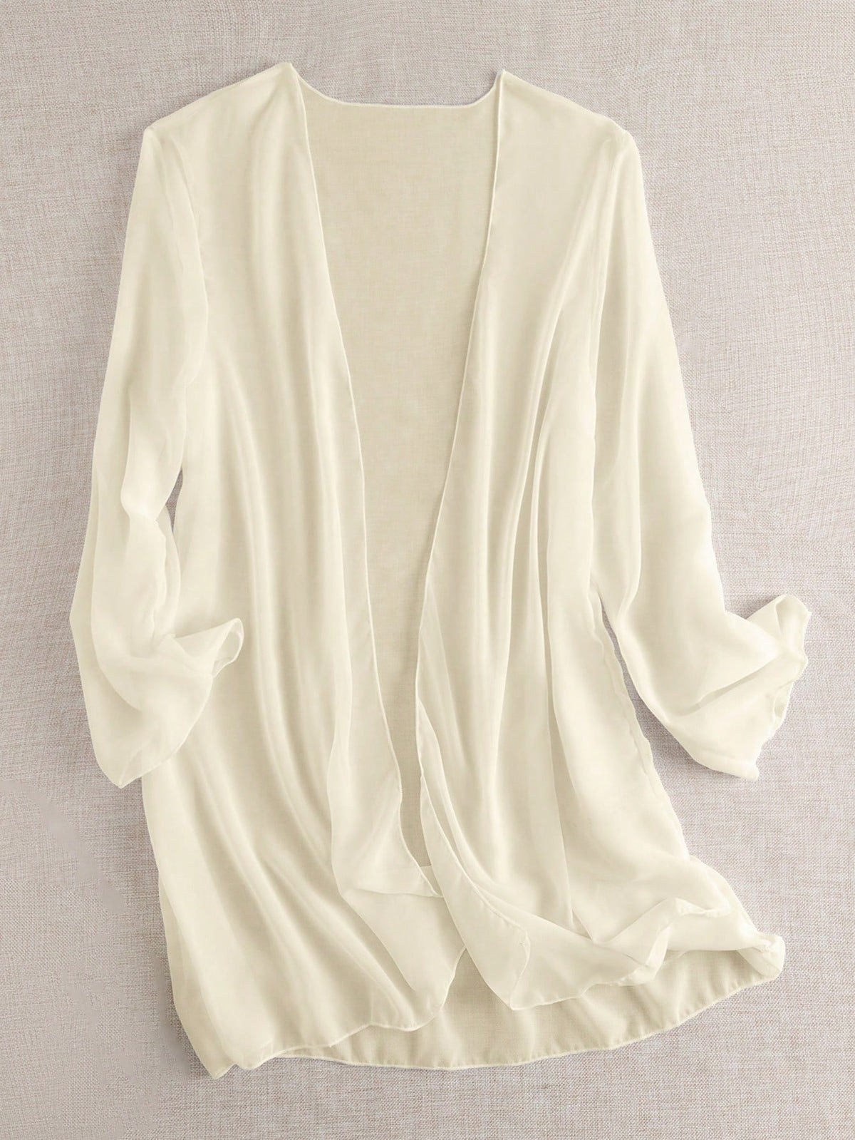 Swim Basics Summer Beach Sheer Chiffon Open Front Kimono