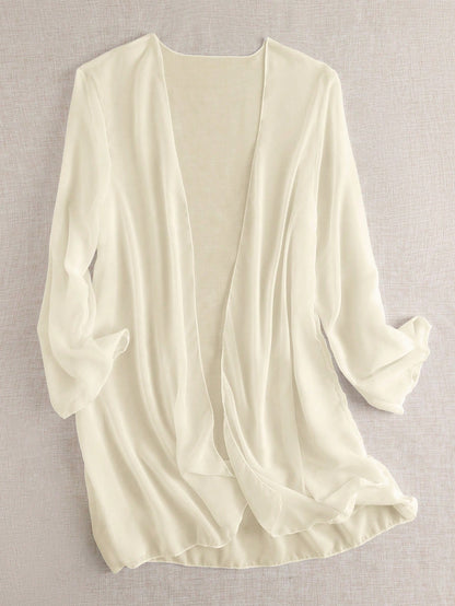 Swim Basics Summer Beach Sheer Chiffon Open Front Kimono