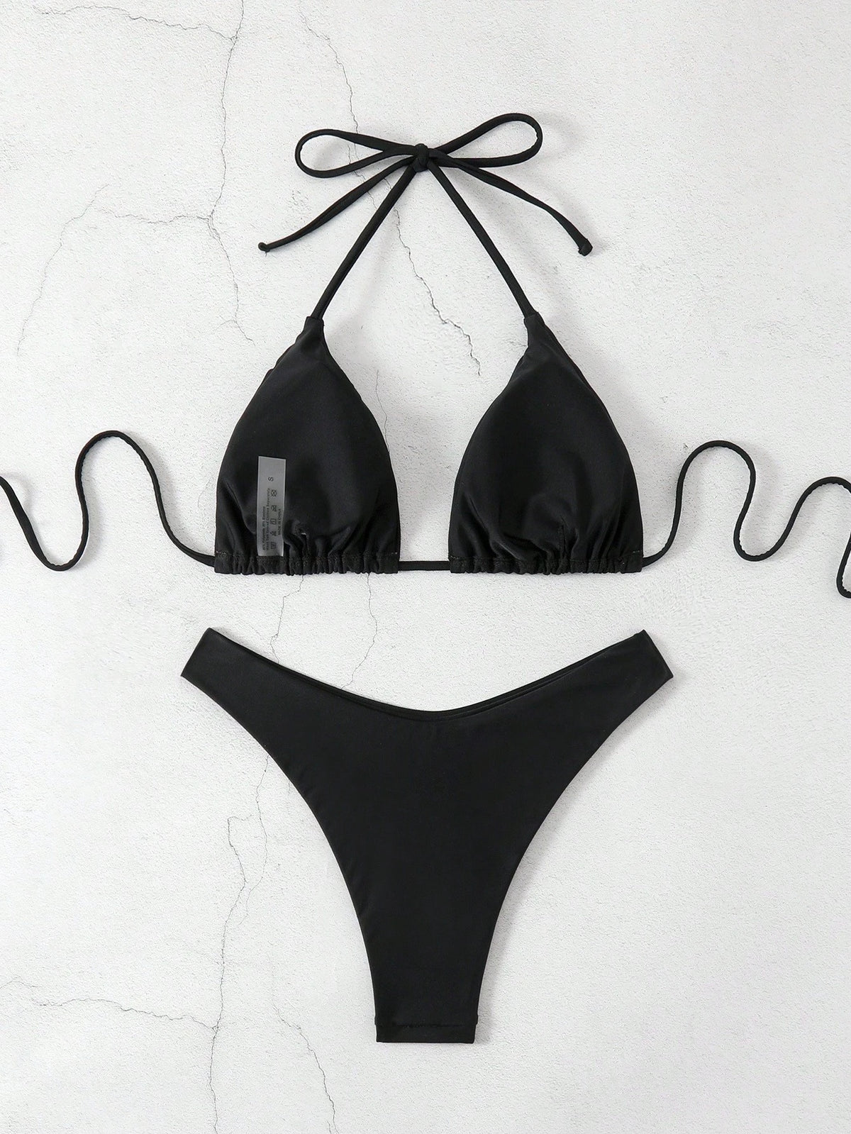 Swim Basics V-Neck Halter Bikini Set, Two Pieces Swimwear Bathing Suit Beach Outfit Summer Vacation,Summer Beach