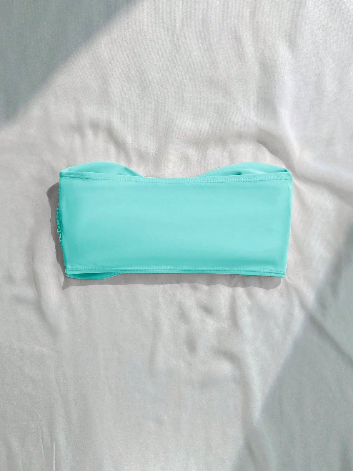 Swim Basics Vacation Beach Solid Color Twisted Bandeau Swimsuit Top