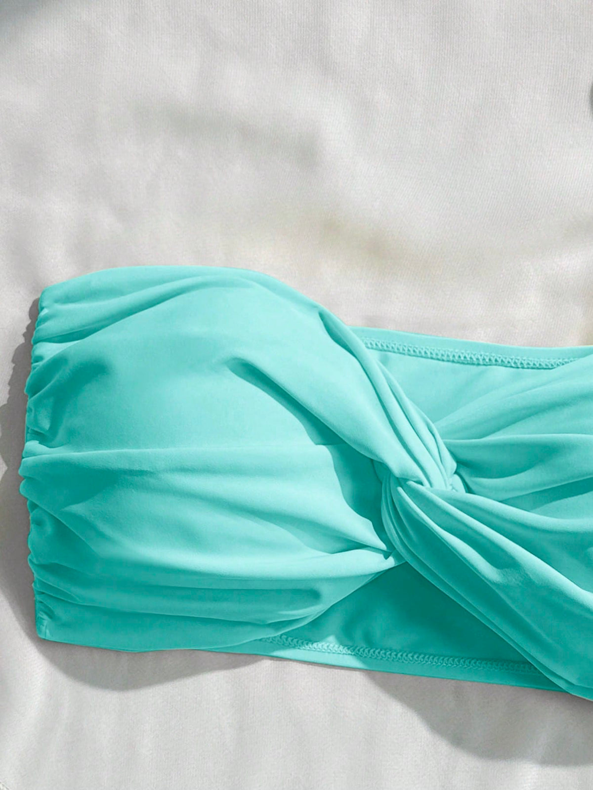 Swim Basics Vacation Beach Solid Color Twisted Bandeau Swimsuit Top