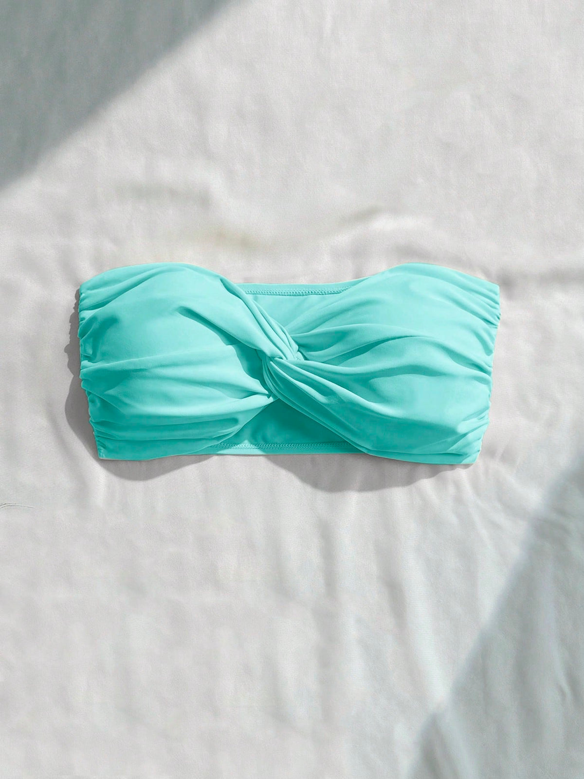 Swim Basics Vacation Beach Solid Color Twisted Bandeau Swimsuit Top