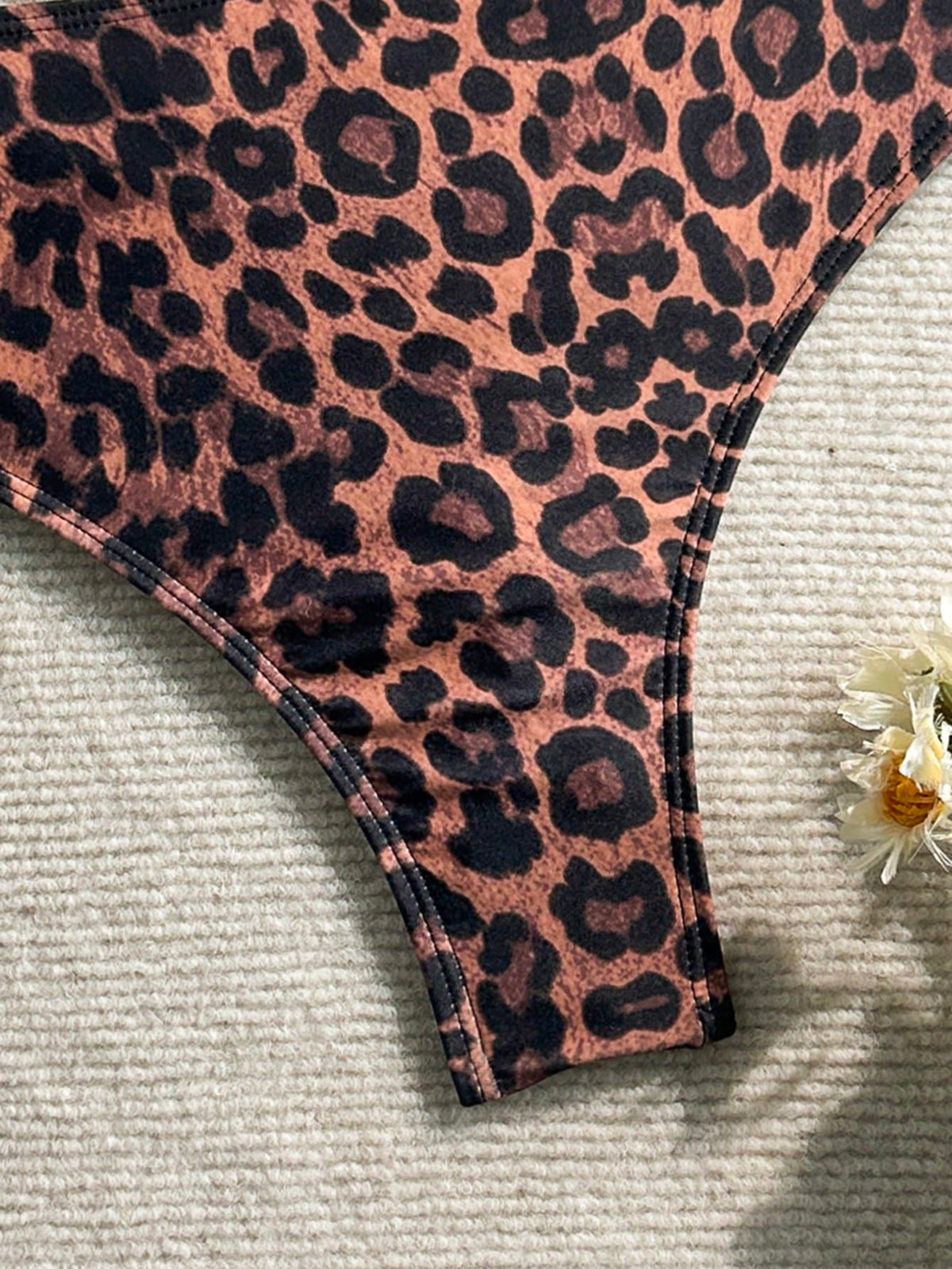 Swim Basics Women's Leopard Print Triangle Bikini Bottoms, Suitable For Summer Vacation And Beach