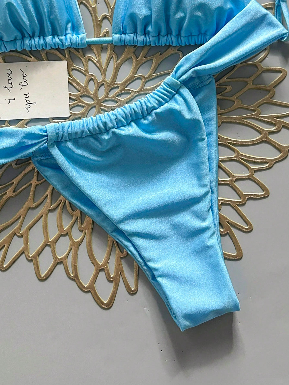 Swim Basics Women's Solid Color Bikini And Triangle Panty Swimwear Set