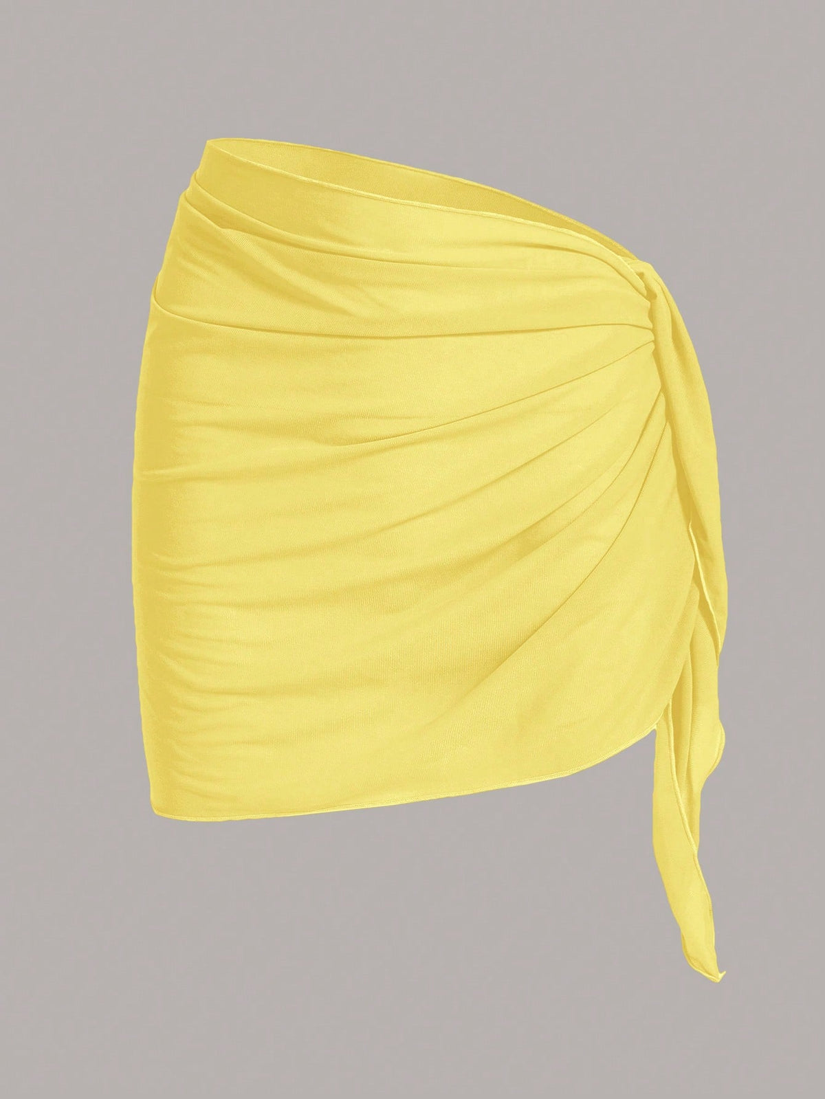 Swim Chiccia Ladies Solid Color Simple Pleated Cover Up,Summer Beach