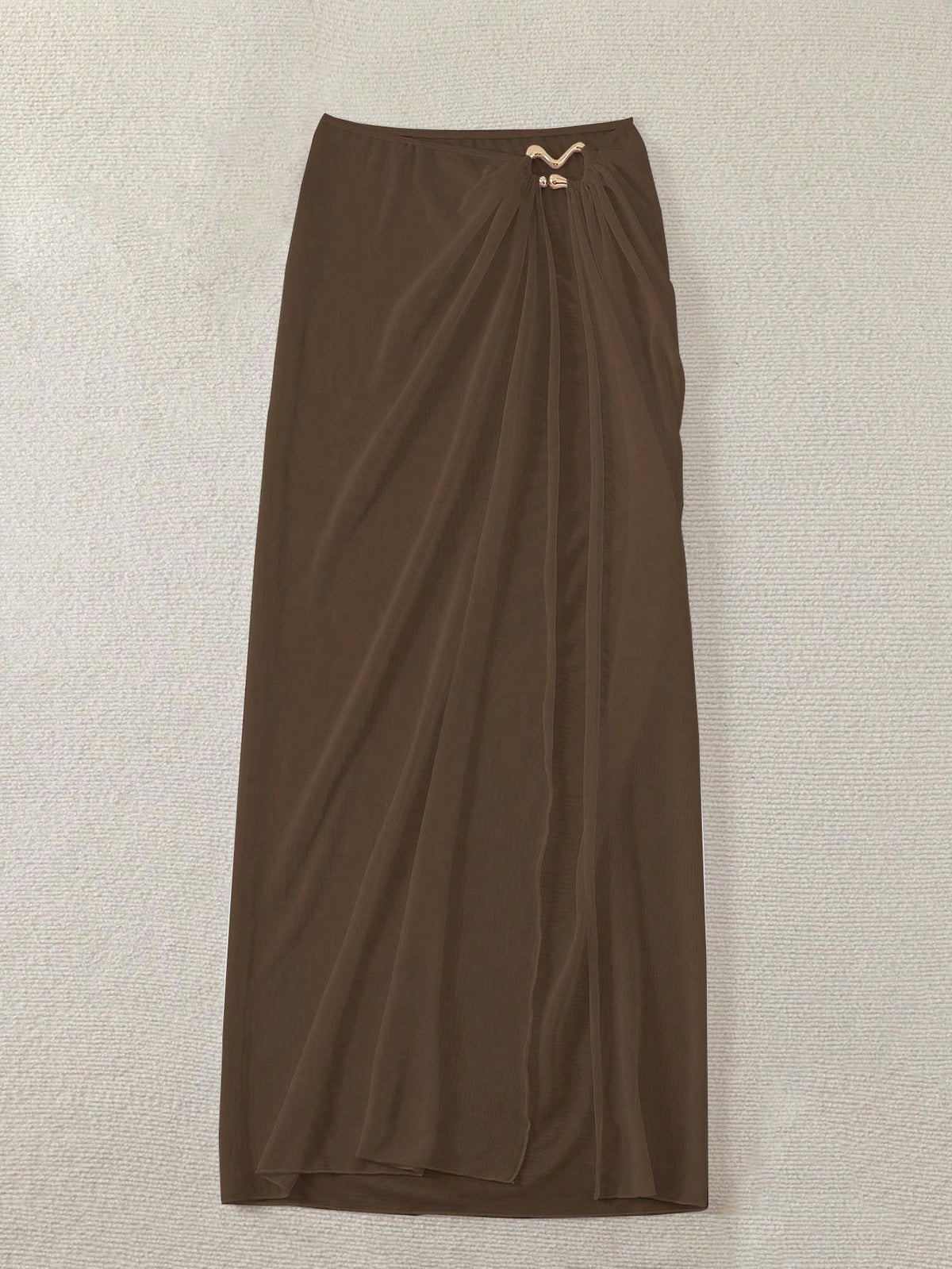 Swim Chiccia Women's Solid Color Side Slit Hem Cover Up & Skirt Set, Suitable For Vacation For Summer