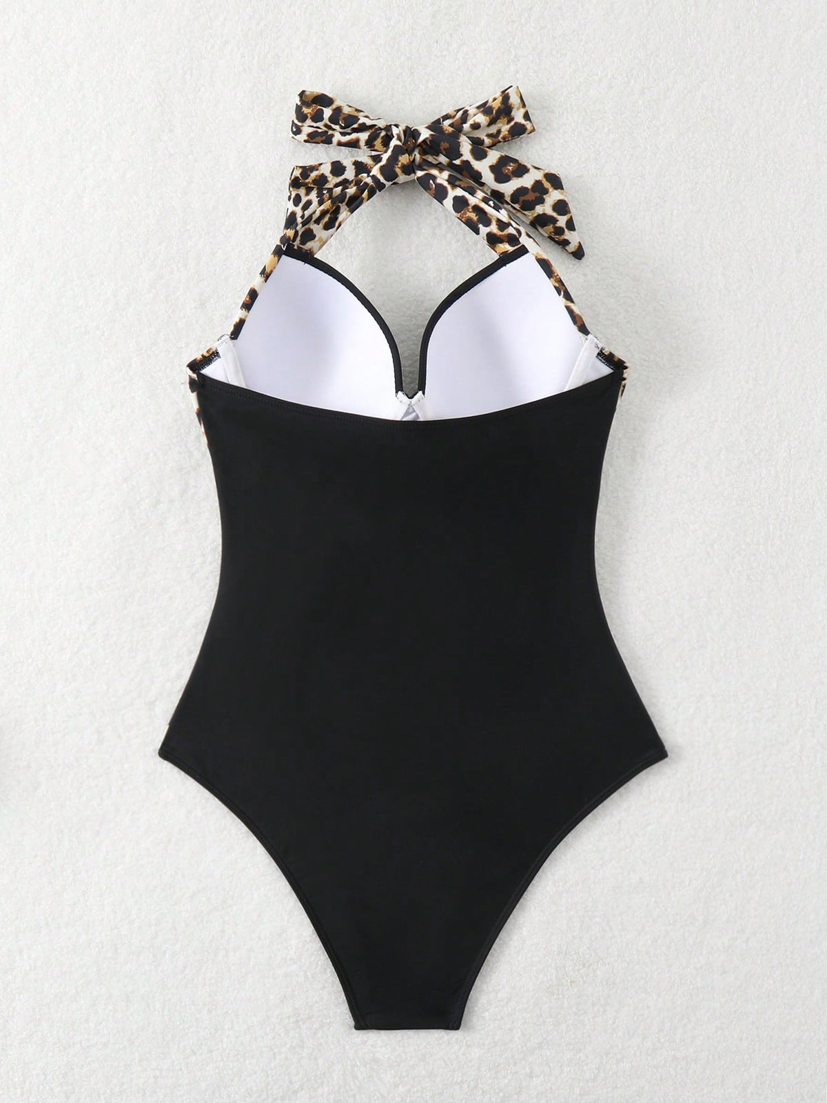 Swim Lushoire 2025 Women's Leopard Print Ruched Halter One-Piece Swimsuit (Hard Cup + Boned) Summer