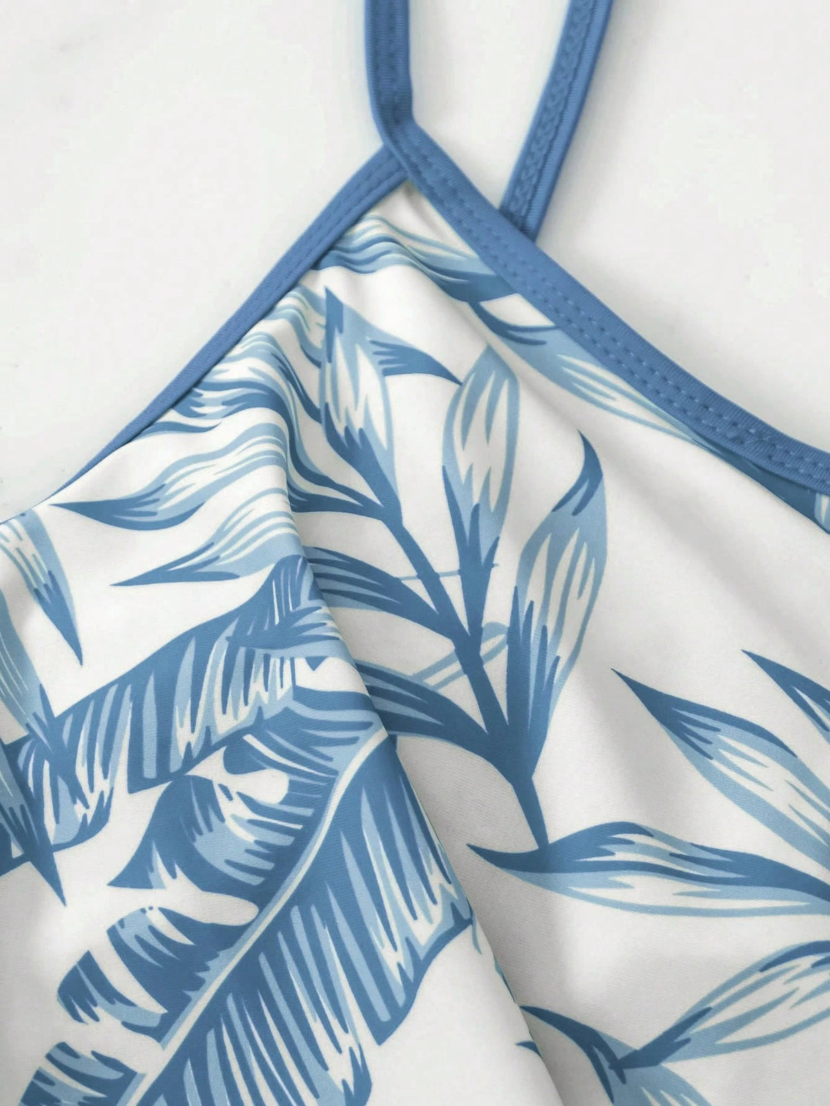 Swim Lushoire 2pcs/Set Printed Bikini Top With Handkerchief Hem, No Lock Edge For Summer Beach Vacation