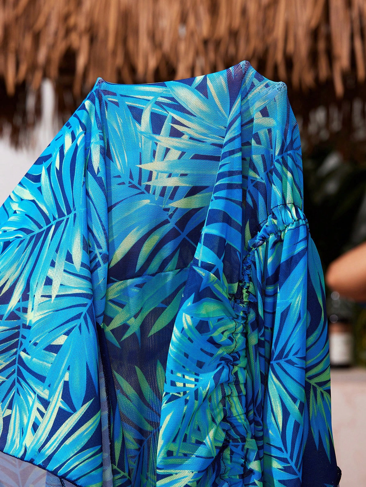 Swim Lushoire Bohemian Blue & White Porcelain Print Chiffon Cover Up Summer