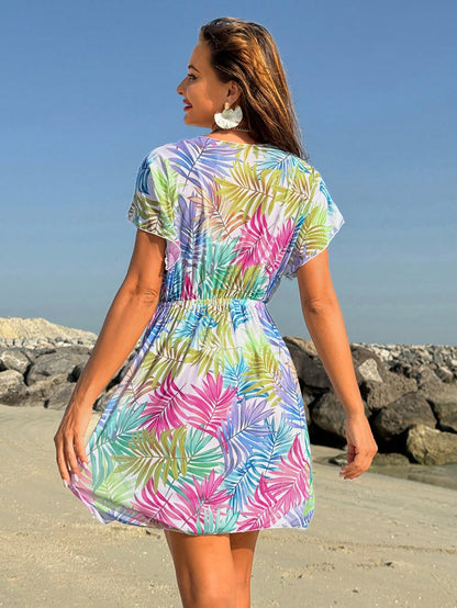 Swim Lushoire Bohemian Blue & White Porcelain Print Chiffon Cover Up Summer