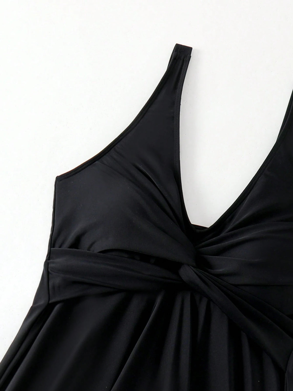 Swim Lushoire Ladies" Solid Color Twist Knot Minimalist Bikini Top And Triangle Bottoms, Perfect For Vacation,Summer Beach