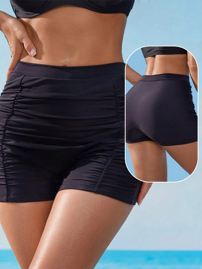 Swim Lushoire Women's Black Ruffled High Waisted Ini Bottom,Casual Holiday Summer Beach Party Swimwear,Spring & Summer New Holiday Swim Suits