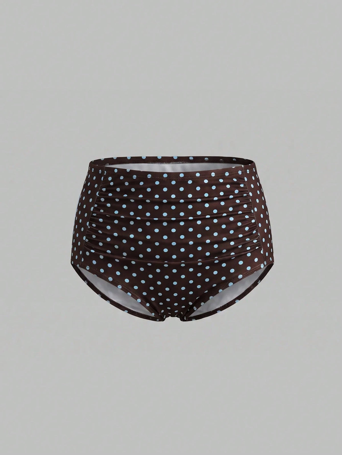 Swim Mod Plus Size Women's Printed Polka Dot Bikini Bottoms, High Waist, Flattering, Anti-Slip, Fashionable For Beach, Vacation, Pool, Summer 1920s 1920s
