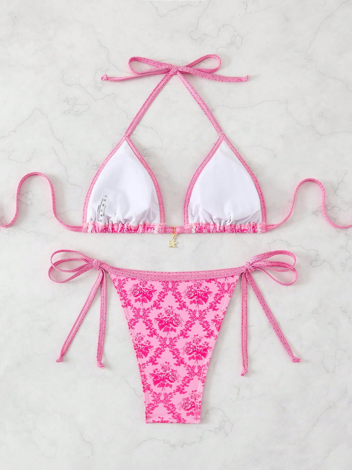 Swim Mod Random Print Women's Summer Holiday Beachwear Halter Neck Bikini Set