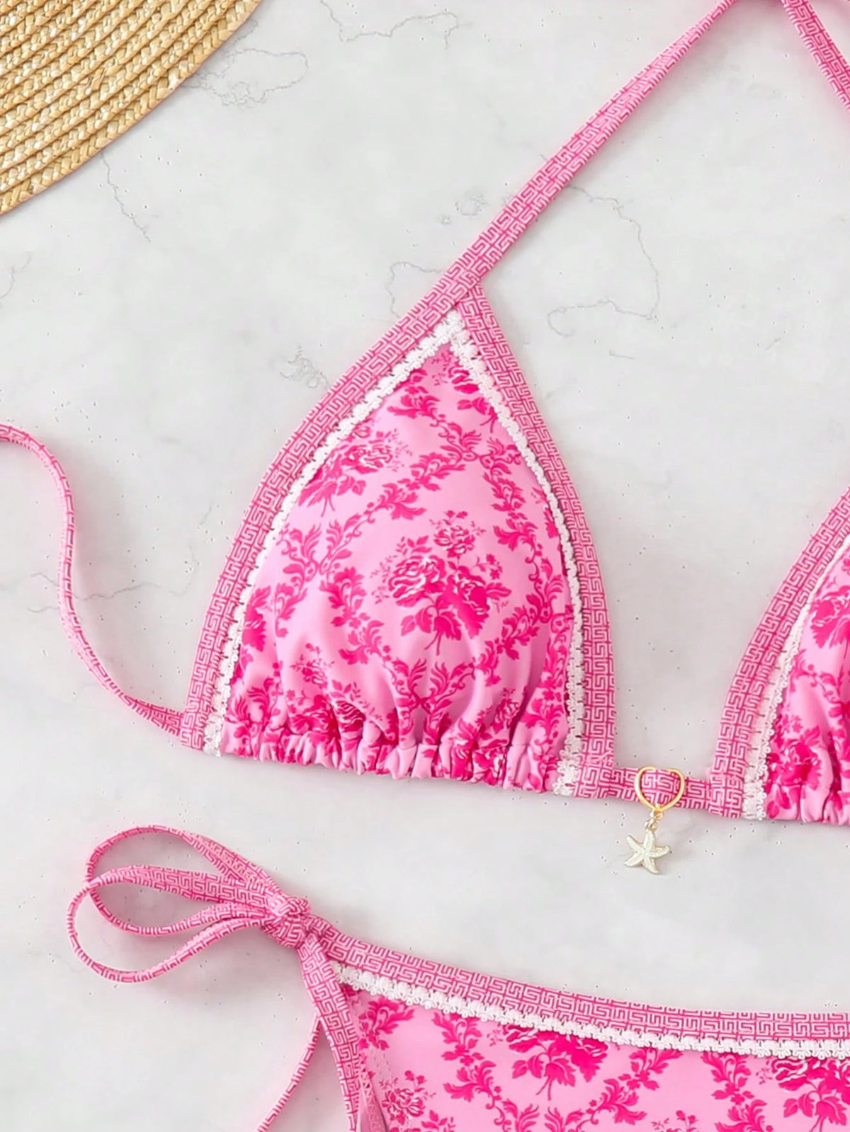 Swim Mod Random Print Women's Summer Holiday Beachwear Halter Neck Bikini Set
