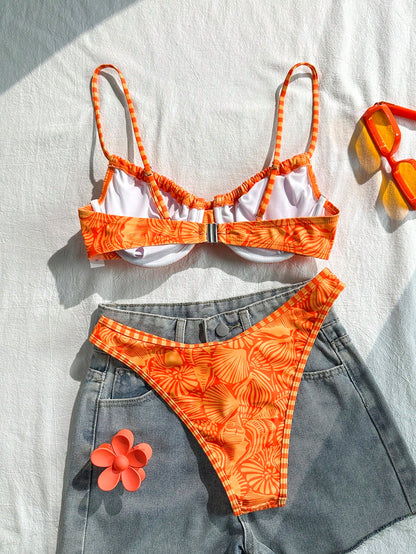 Swim Mod Women's Sexy Spaghetti Strap Bikini Swimsuit 2 Pieces Set For Summer Beach Vacation