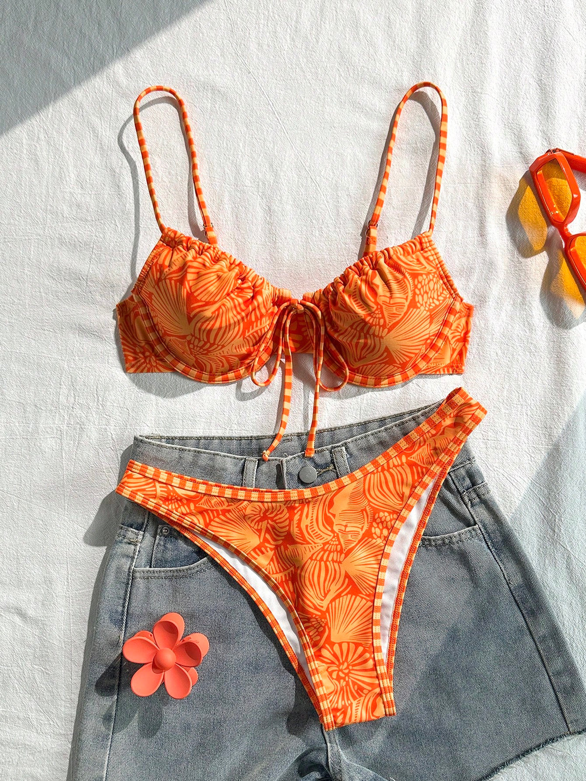 Swim Mod Women's Sexy Spaghetti Strap Bikini Swimsuit 2 Pieces Set For Summer Beach Vacation