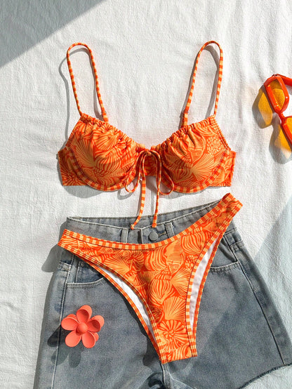 Swim Mod Women's Sexy Spaghetti Strap Bikini Swimsuit 2 Pieces Set For Summer Beach Vacation