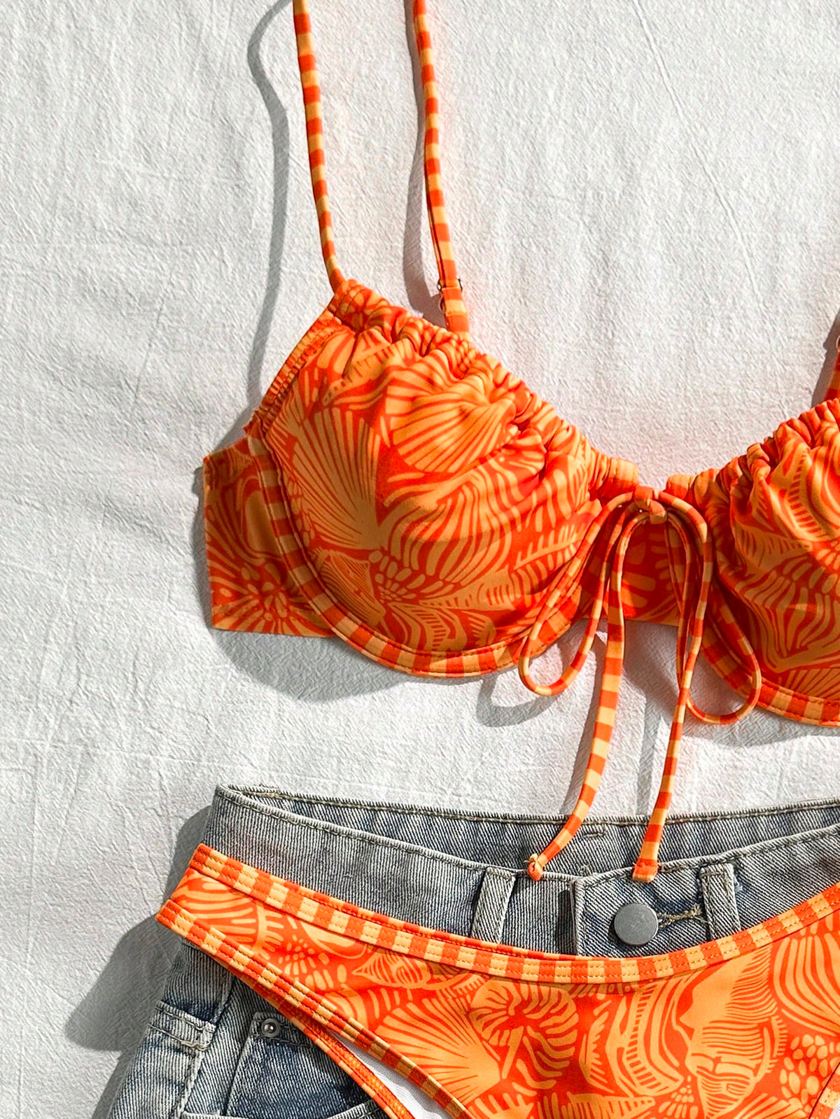Swim Mod Women's Sexy Spaghetti Strap Bikini Swimsuit 2 Pieces Set For Summer Beach Vacation
